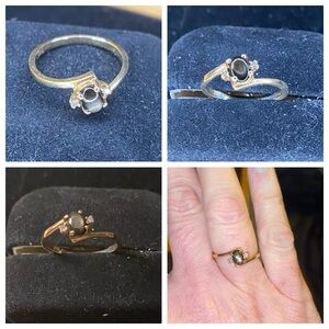 Vintage 10K Yellow Gold Black Star Sapphire & Diamond Ring